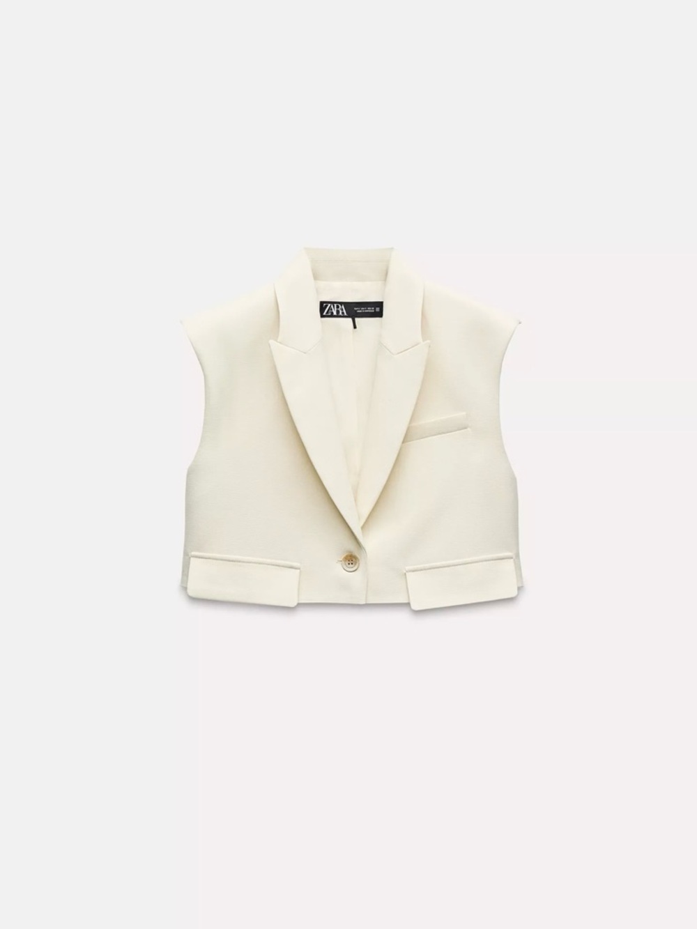 Zara Ivory Sleeveless Tailored Blazer Vest